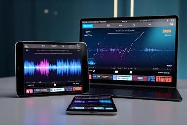 Image representing digital audio streaming on multiple devices