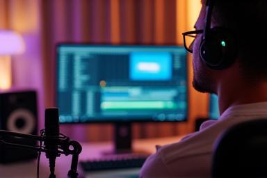 Image representing podcast production with a modern setup